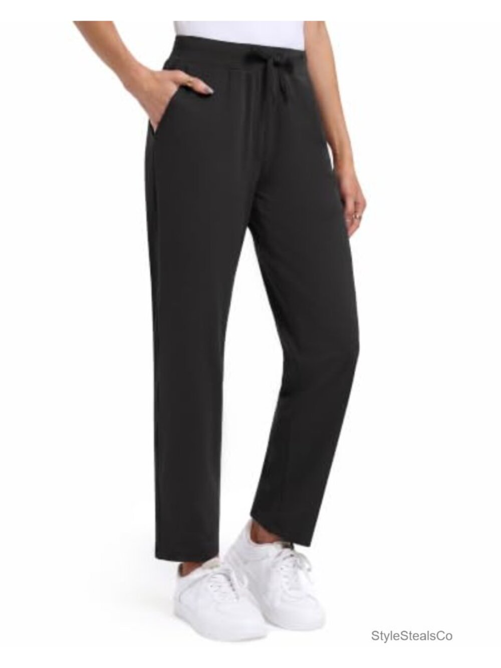 Womens Golf Pants Ankle Straight Leg with Pockets Travel Stretch